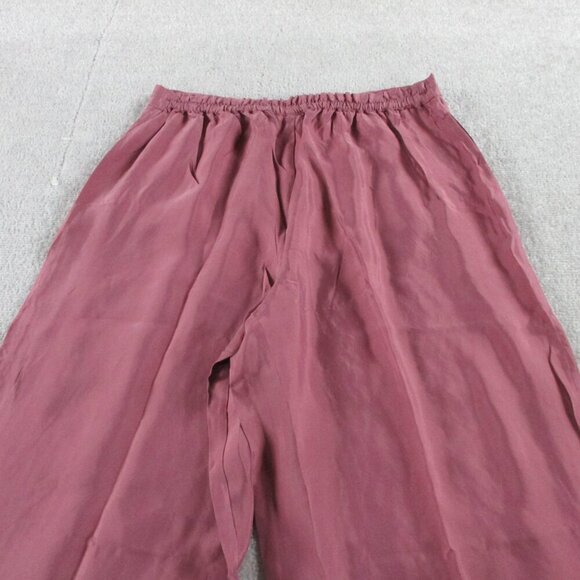 NWT Athleta Calm Cool Pants Med Tawny Rose Sleep Satin Silk Loungewear Wide Leg - Picture 5 of 14
